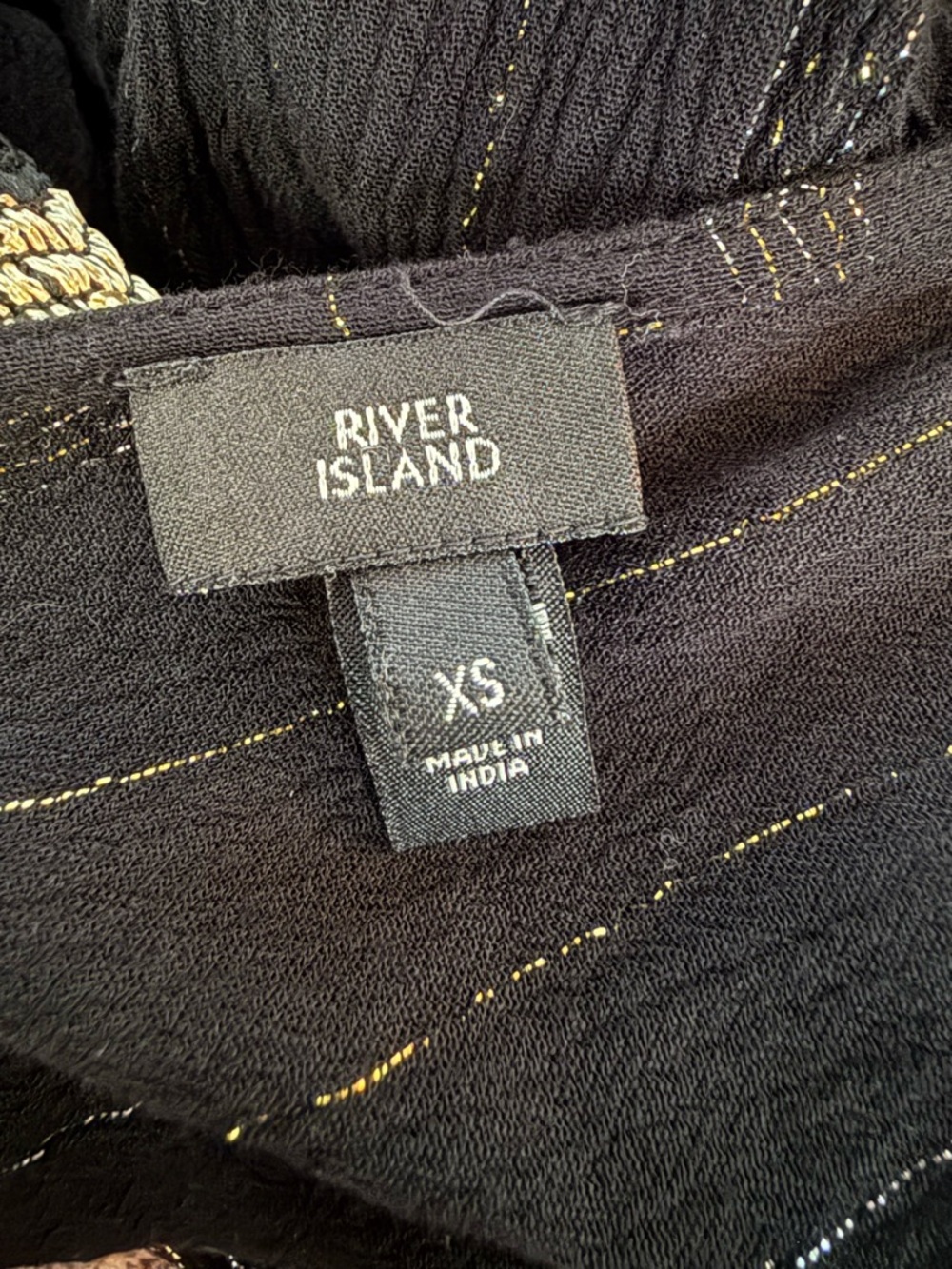 River Island Black Plunge Wide Leg Metallic Beach Jumpsuit XS Vacation - Picture 5 of 12